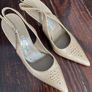 Salvatore Ferragamo Snake print slingbacks